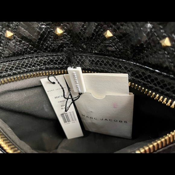 Authentic Marc Jacobs Python embossed gold studs shoulder bag and wallet. - Picture 7 of 15